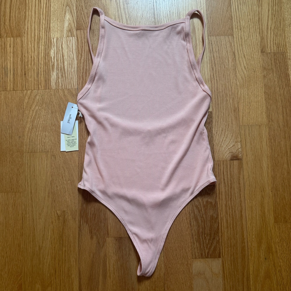 Wilfred Pink Ribbed Thong Bodysuit